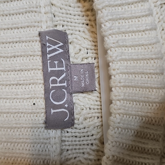 J.crew Medium Women's Cream Cotton Cable Knit Sweater - Picture 6 of 10